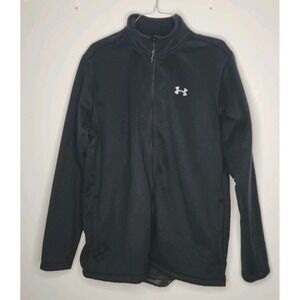 Under Armour ColdGear Mens XXL Black Full Zip Fleece Lined Jacket Mock Neck